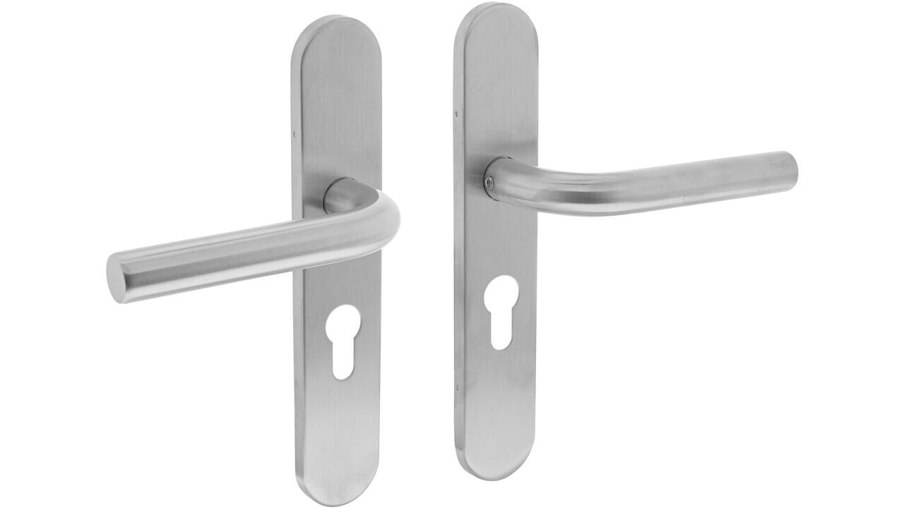 Intersteel Deurkruk Recht op schild verdekt ovaal 219x40mm met nokken blind rvs EN1906/4 Intersteel Deurkruk Recht op schild verdekt ovaal 219x40mm met nokken blind rvs EN1906/4