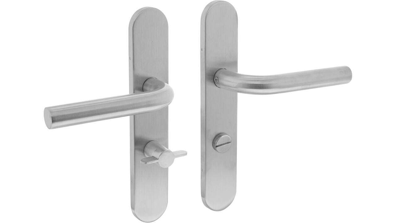 Intersteel Deurkruk Recht op schild verdekt ovaal 219x40mm met nokken blind rvs EN1906/4 Intersteel Deurkruk Recht op schild verdekt ovaal 219x40mm met nokken blind rvs EN1906/4