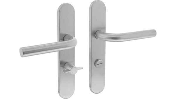 Intersteel Deurkruk Recht op schild verdekt ovaal 219x40mm met nokken blind rvs EN1906/4 Intersteel Deurkruk Recht op schild verdekt ovaal 219x40mm met nokken blind rvs EN1906/4