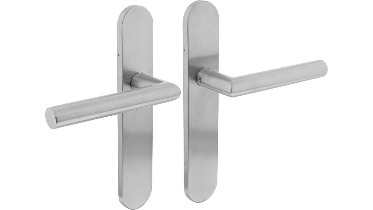 Intersteel Deurkruk Jura op schild verdekt ovaal 219x40mm met nokken blind rvs EN1906/4 Intersteel Deurkruk Jura op schild verdekt ovaal 219x40mm met nokken blind rvs EN1906/4