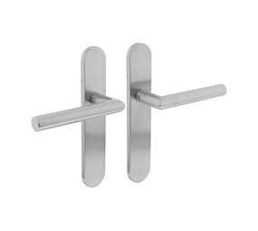 Intersteel Deurkruk Jura op schild verdekt ovaal 219x40mm met nokken blind rvs EN1906/4 Intersteel Deurkruk Jura op schild verdekt ovaal 219x40mm met nokken blind rvs EN1906/4