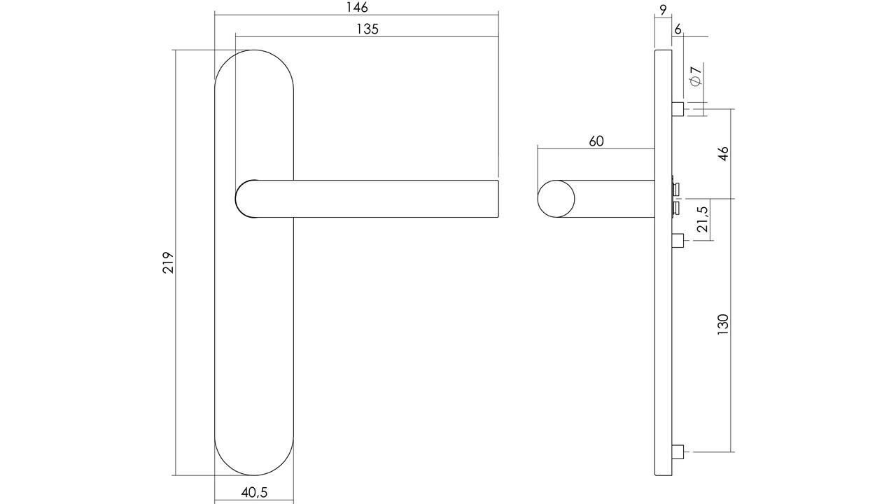 Intersteel Deurkruk Jura op schild verdekt ovaal 219x40mm met nokken blind rvs EN1906/4 Intersteel Deurkruk Jura op schild verdekt ovaal 219x40mm met nokken blind rvs EN1906/4