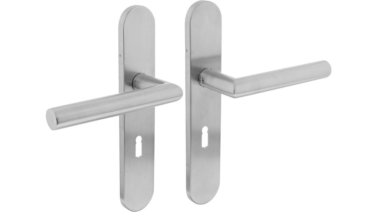 Intersteel Deurkruk Jura op schild verdekt ovaal 219x40mm met nokken blind rvs EN1906/4 Intersteel Deurkruk Jura op schild verdekt ovaal 219x40mm met nokken blind rvs EN1906/4