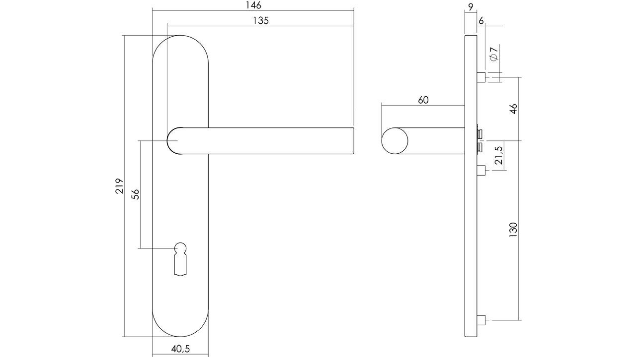 Intersteel Deurkruk Jura op schild verdekt ovaal 219x40mm met nokken blind rvs EN1906/4 Intersteel Deurkruk Jura op schild verdekt ovaal 219x40mm met nokken blind rvs EN1906/4