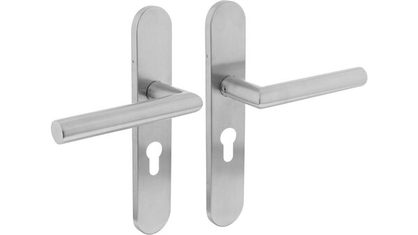 Intersteel Deurkruk Jura op schild verdekt ovaal 219x40mm met nokken blind rvs EN1906/4 Intersteel Deurkruk Jura op schild verdekt ovaal 219x40mm met nokken blind rvs EN1906/4