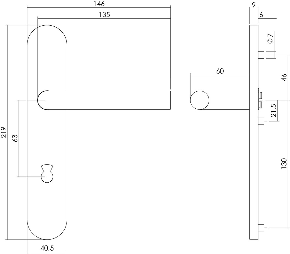 Intersteel Deurkruk Jura op schild verdekt ovaal 219x40mm met nokken blind rvs EN1906/4 Intersteel Deurkruk Jura op schild verdekt ovaal 219x40mm met nokken blind rvs EN1906/4
