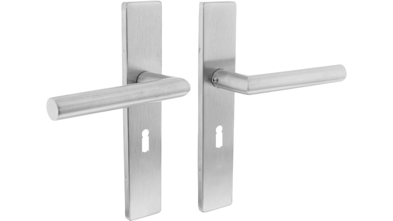 Intersteel Deurkruk Jura op schild verdekt rechthoekig 219x40mm met nokken rvs EN1906/4