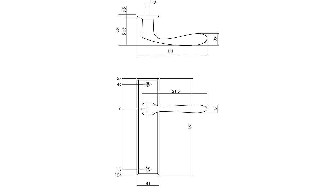 Intersteel Deurkruk Banaan met schild rechthoekig 181x41mm zwart