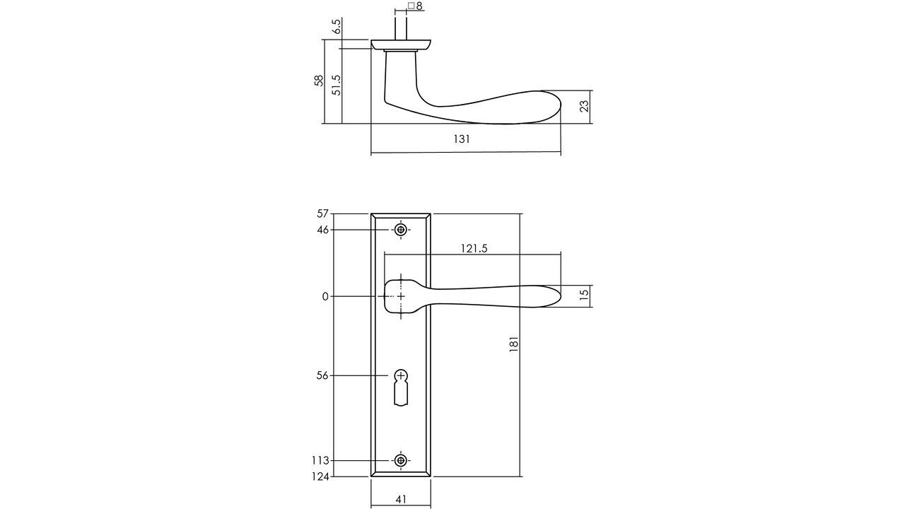 Intersteel Deurkruk Banaan met schild rechthoekig 181x41mm zwart