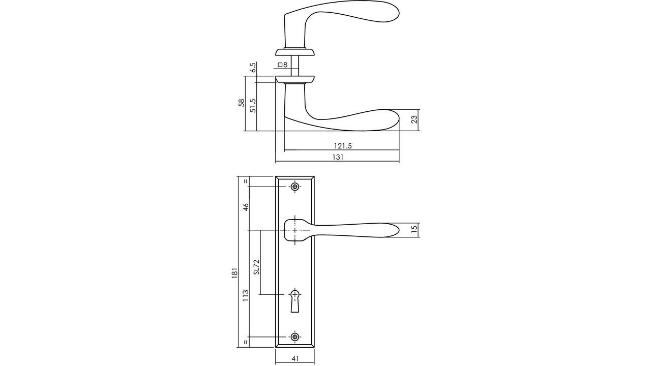 Intersteel Deurkruk Banaan met schild rechthoekig 181x41mm zwart