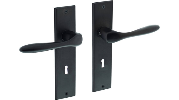 Intersteel Deurkruk Banaan met schild rechthoekig 181x41mm zwart