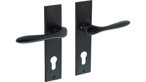 Intersteel Deurkruk Banaan met schild rechthoekig 181x41mm zwart