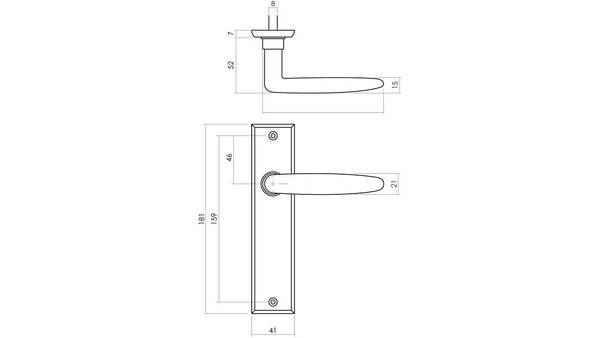 Intersteel Deurkruk Sophie met schild rechthoekig 181x41mm zwart