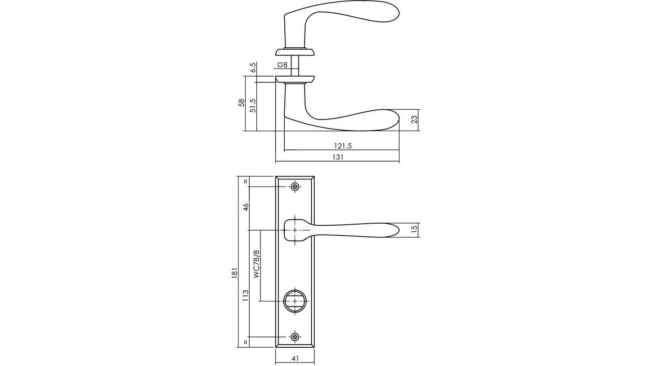 Intersteel Deurkruk Banaan met schild rechthoekig 181x41mm zwart