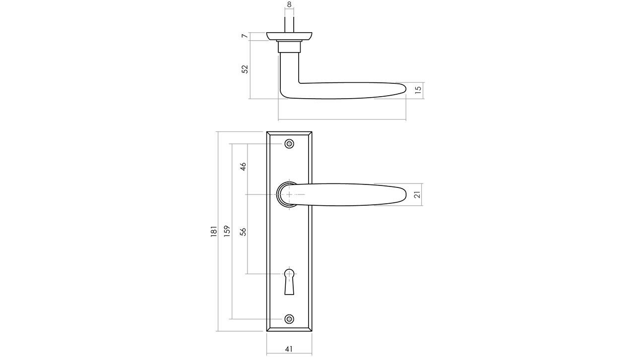 Intersteel Deurkruk Sophie met schild rechthoekig 181x41mm zwart