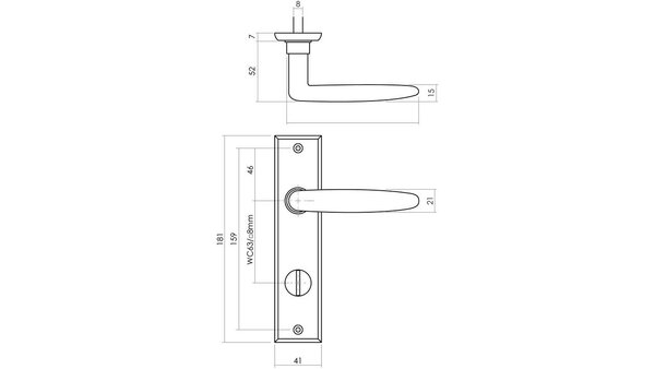 Intersteel Deurkruk Sophie met schild rechthoekig 181x41mm zwart