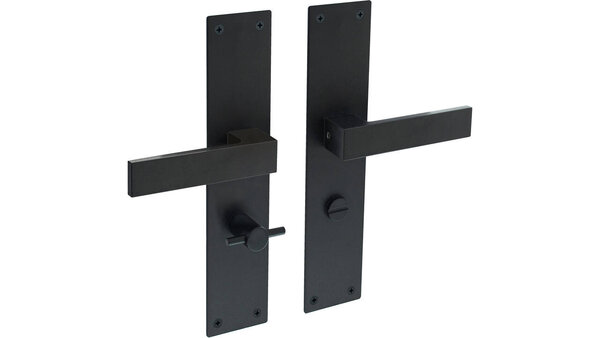 Intersteel Deurkruk Amsterdam met schild rechthoekig 250x55x2mm structuur zwart