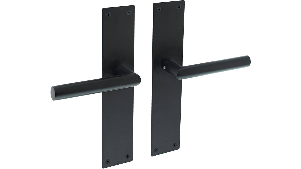 Intersteel Deurkruk Jura met schild rechthoekig 250x55x2mm structuur zwart