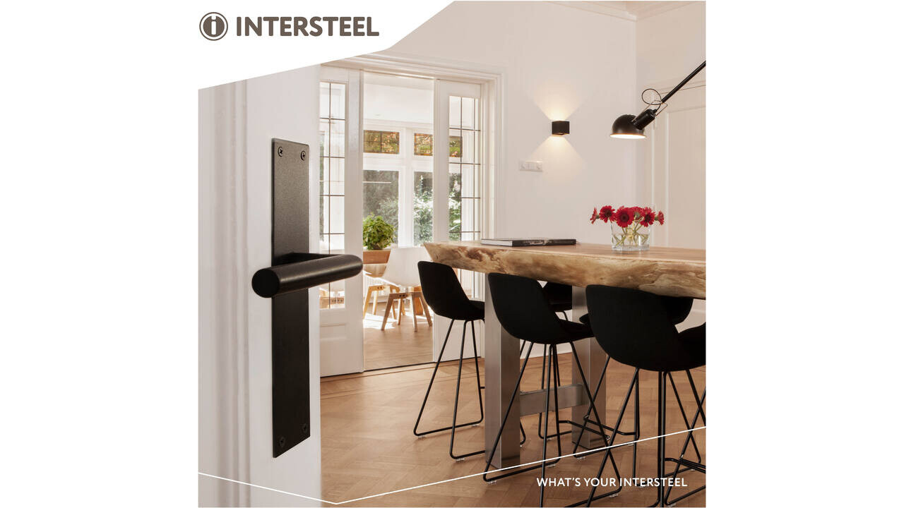 Intersteel Deurkruk Jura met schild rechthoekig 250x55x2mm structuur zwart