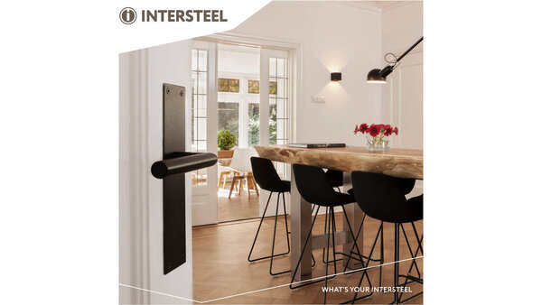 Intersteel Deurkruk Jura met schild rechthoekig 250x55x2mm structuur zwart