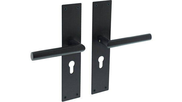 Intersteel Deurkruk Jura met schild rechthoekig 250x55x2mm structuur zwart