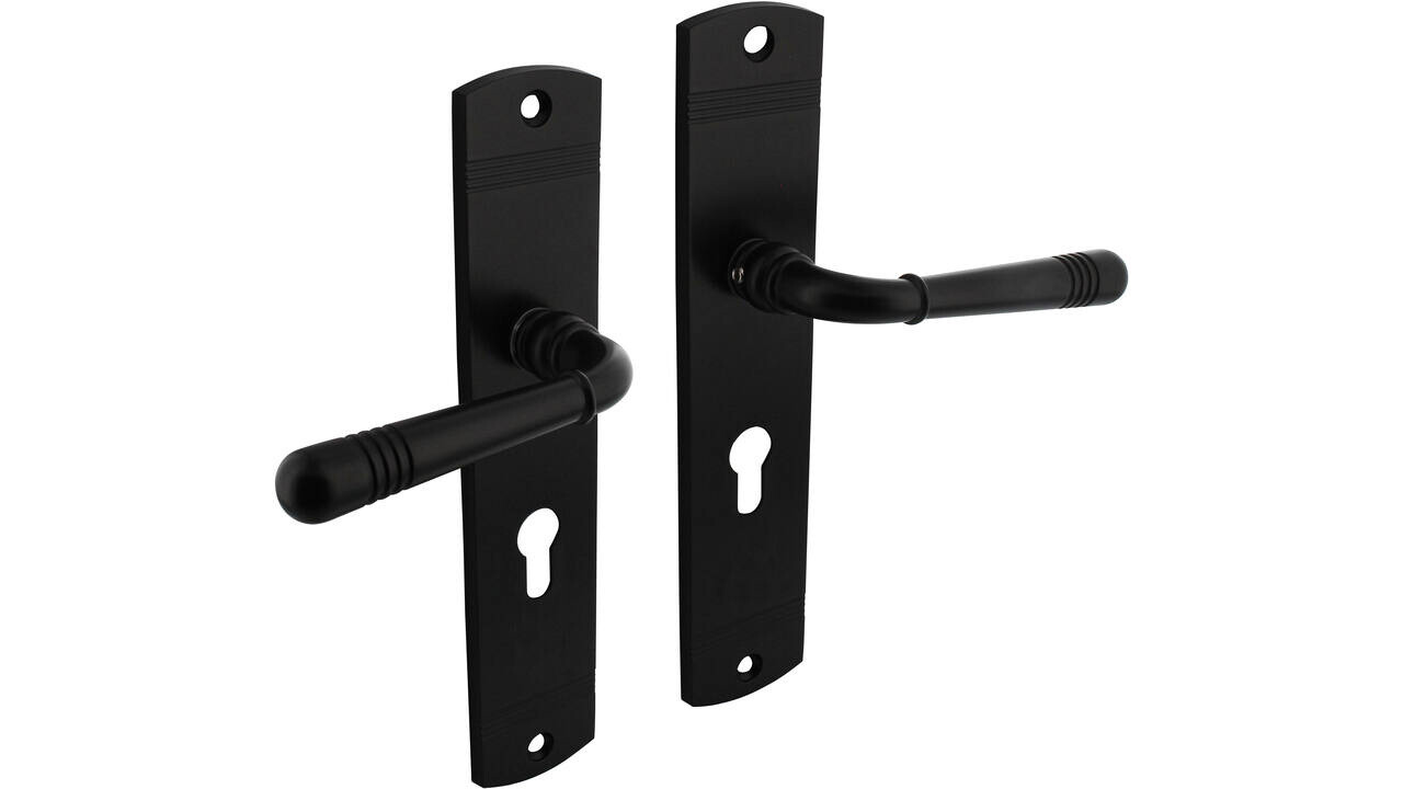 Intersteel Deurkruk Helena op schild afgerond 235x45mm zwart