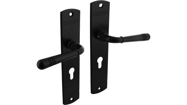 Intersteel Deurkruk Helena op schild afgerond 235x45mm zwart