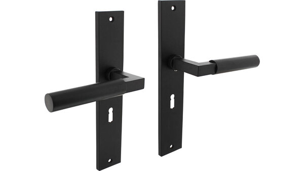 Intersteel Deurkruk Baustil op schild rechthoekig 245x45mm zwart