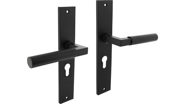 Intersteel Deurkruk Baustil op schild rechthoekig 245x45mm zwart