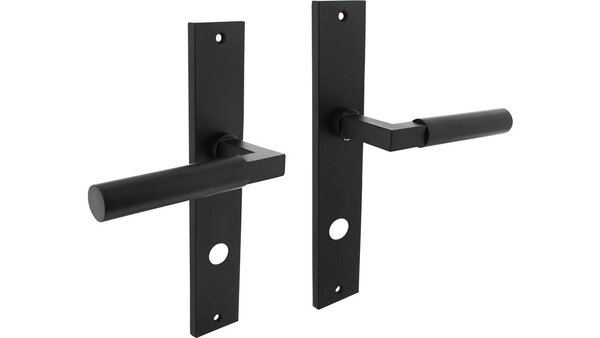Intersteel Deurkruk Baustil op schild rechthoekig 245x45mm zwart