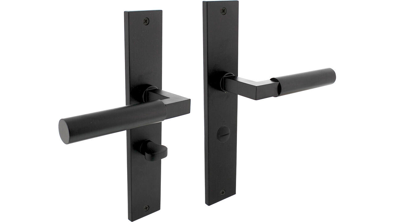 Intersteel Deurkruk Baustil op schild rechthoekig 245x45mm zwart