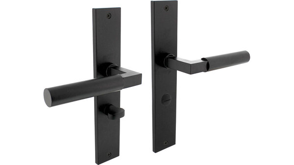 Intersteel Deurkruk Baustil op schild rechthoekig 245x45mm zwart