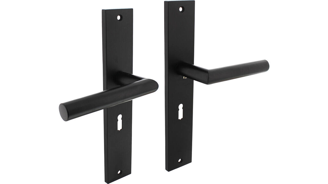 Intersteel Deurkruk Bastian op schild rechthoekig 245x45mm zwart