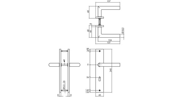 Intersteel Deurkruk Bastian op schild rechthoekig 245x45mm zwart