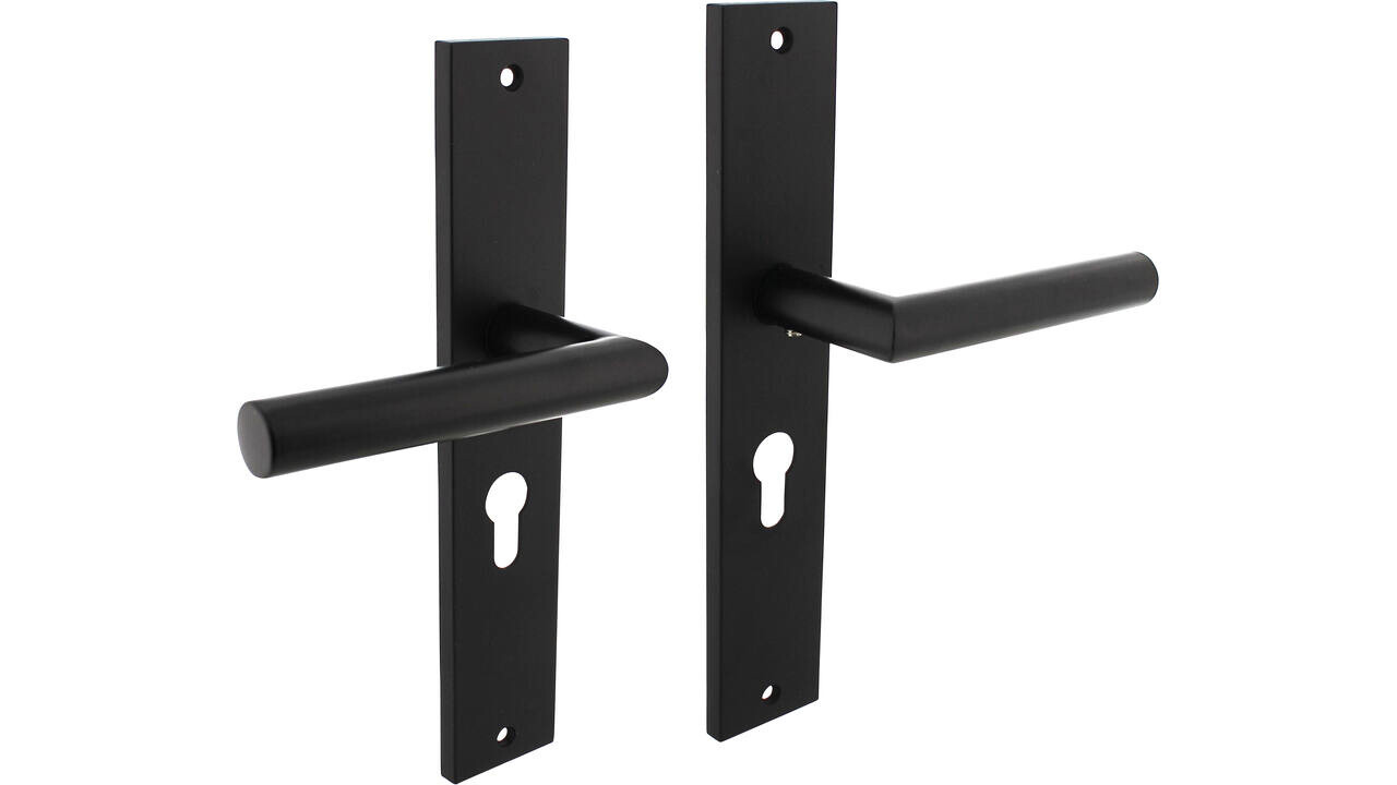 Intersteel Deurkruk Bastian op schild rechthoekig 245x45mm zwart