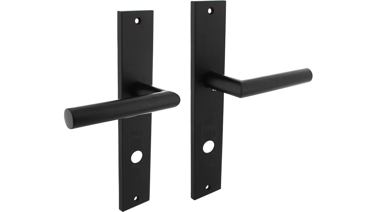 Intersteel Deurkruk Bastian op schild rechthoekig 245x45mm zwart