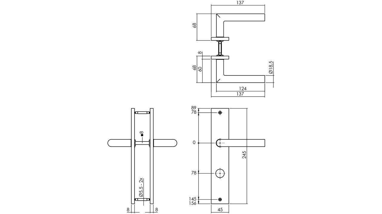 Intersteel Deurkruk Bastian op schild rechthoekig 245x45mm zwart