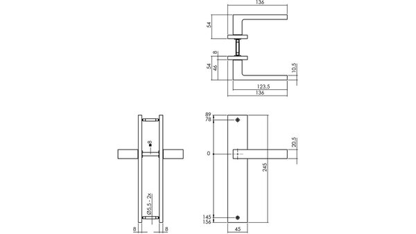Intersteel Deurkruk Hera op schild rechthoekig 245x45mm zwart