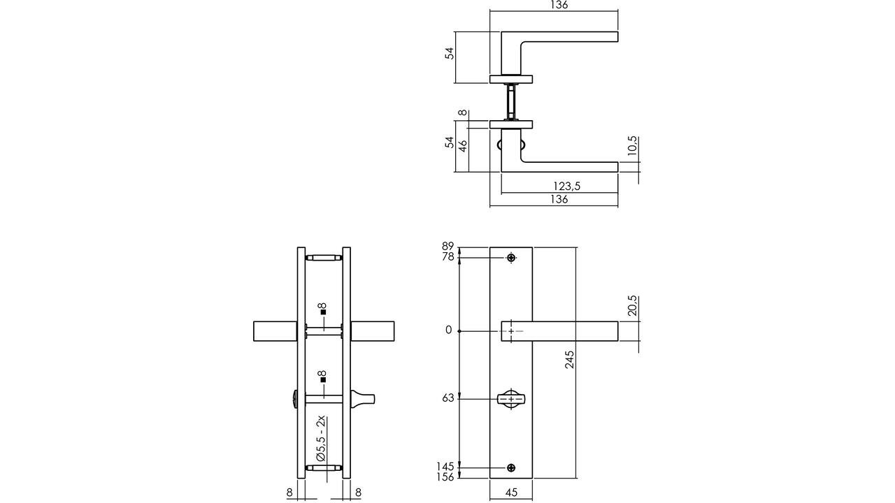 Intersteel Deurkruk Hera op schild rechthoekig 245x45mm zwart