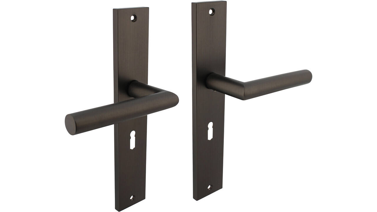 Intersteel Deurkruk Bastian op schild rechthoekig 245x45mm antraciet grijs