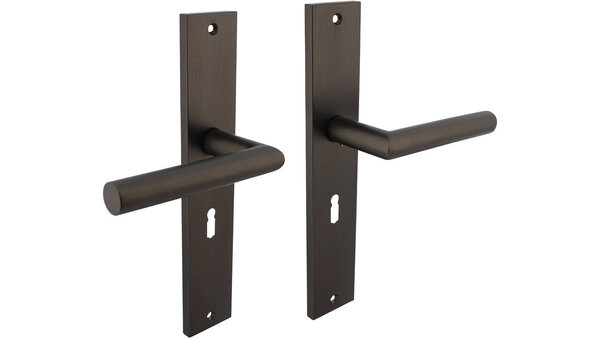 Intersteel Deurkruk Bastian op schild rechthoekig 245x45mm antraciet grijs