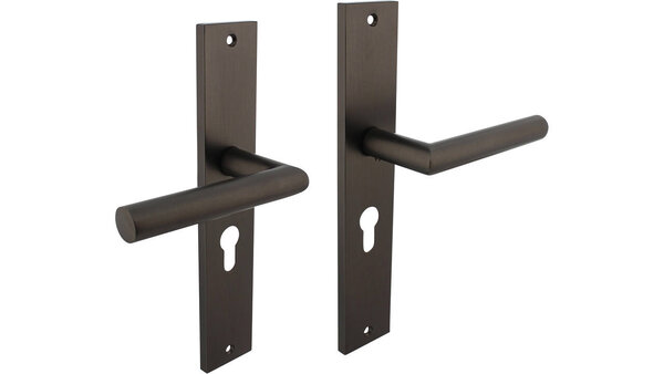 Intersteel Deurkruk Bastian op schild rechthoekig 245x45mm antraciet grijs