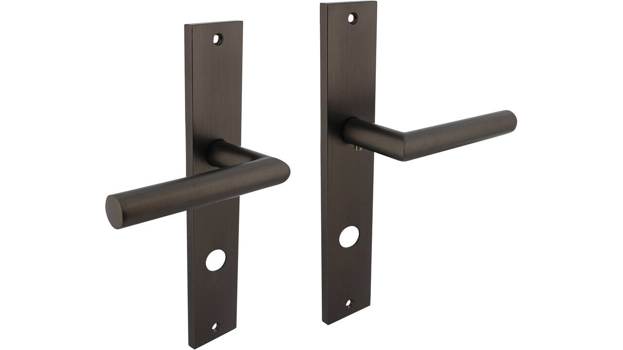 Intersteel Deurkruk Bastian op schild rechthoekig 245x45mm antraciet grijs