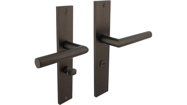 Intersteel Deurkruk Bastian op schild rechthoekig 245x45mm antraciet grijs