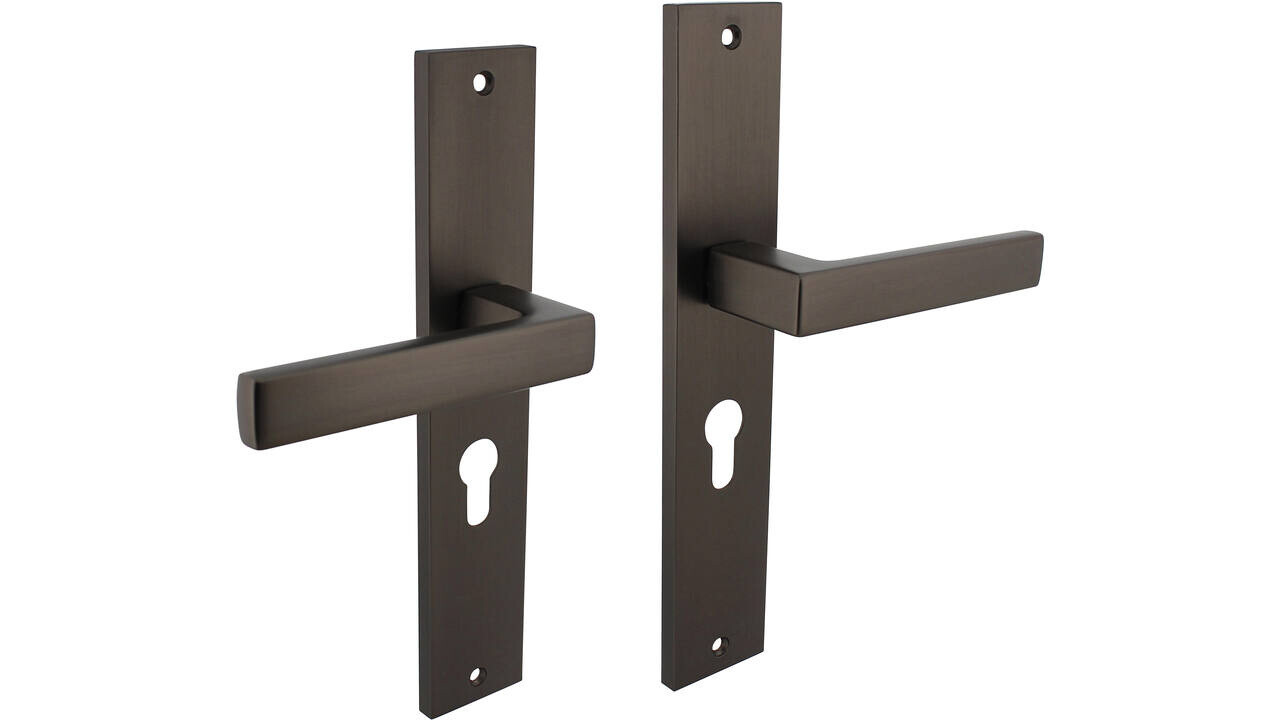 Intersteel Deurkruk Hera op schild rechthoekig 245x45mm antraciet grijs