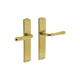 Intersteel Deurkruk Helena op schild afgerond 235x45mm PVD messingkleur