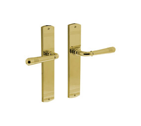 Intersteel Deurkruk Helena op schild afgerond 235x45mm PVD messingkleur