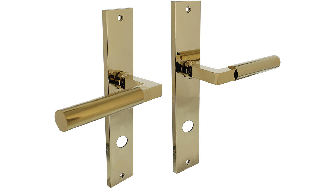 Intersteel Deurkruk Baustil op schild rechthoekig 245x45mm PVD messingkleur