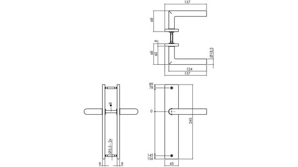 Intersteel Deurkruk Bastian op schild rechthoekig 245x45mm PVD messingkleur