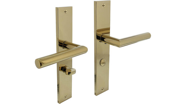 Intersteel Deurkruk Bastian op schild rechthoekig 245x45mm PVD messingkleur